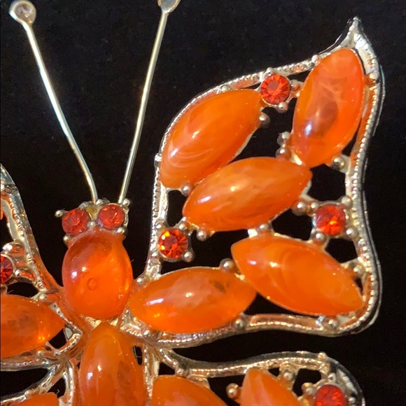 Vintage orange butterfly brooch - Picture 6 of 8